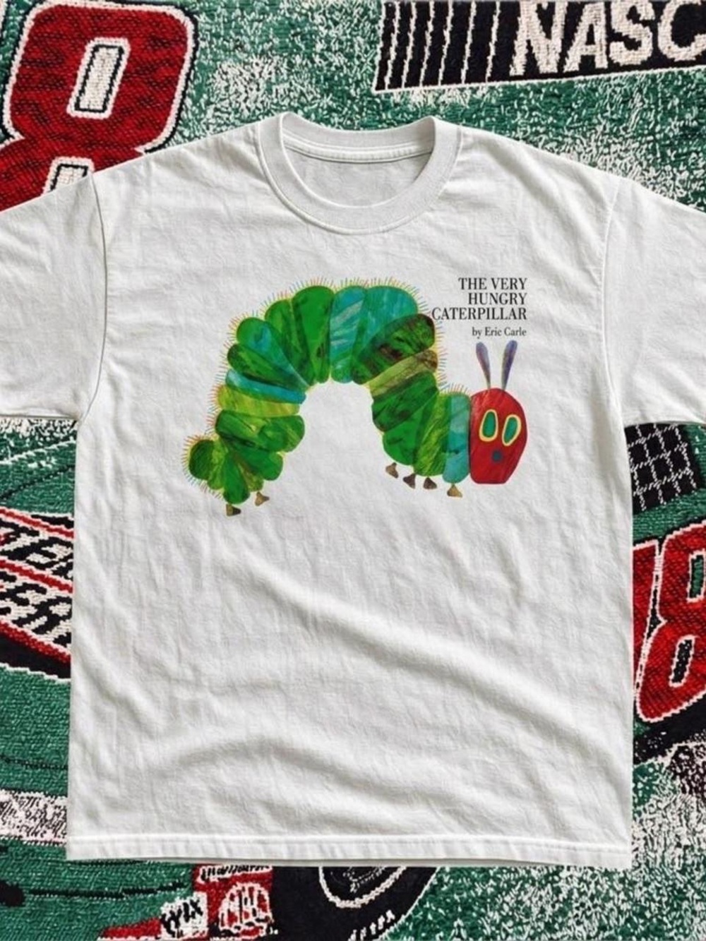 Gildan White Tee with The Very Hungry Caterpillar Graphic